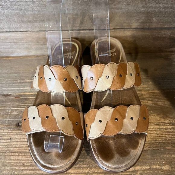 Womens Dansko Dee Brown Braided Leather Slides Sandals Size EU 38 US 7.5-8 M GUC - Picture 3 of 6